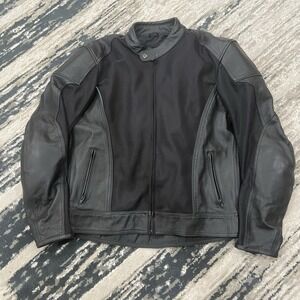 Bilt Cafe Racing Leather Motorcycle Jacket Armour Men's Size 42 Black